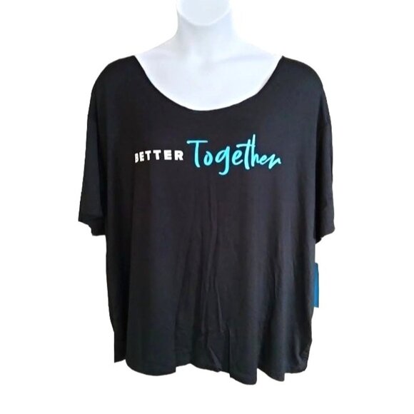 Beachbody Black Activewear Top Plus Size 2X "Better Together" Slogan Open Back - Picture 2 of 6